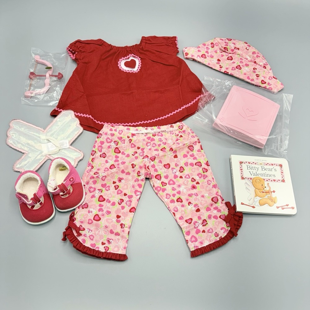 American Girl Bitty Baby Valentines Day Heart to Heart Outfit Set, Complete